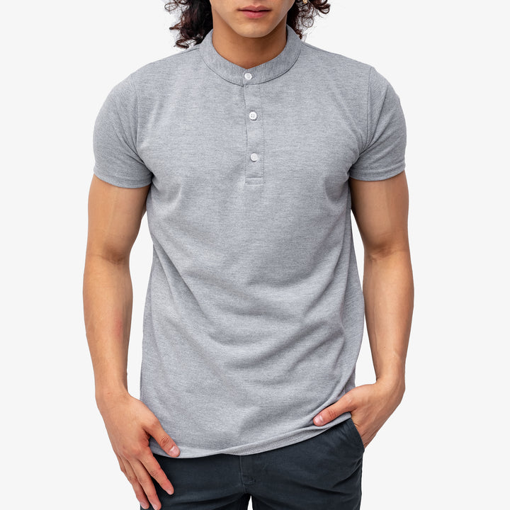Polo cuello chino - Gris