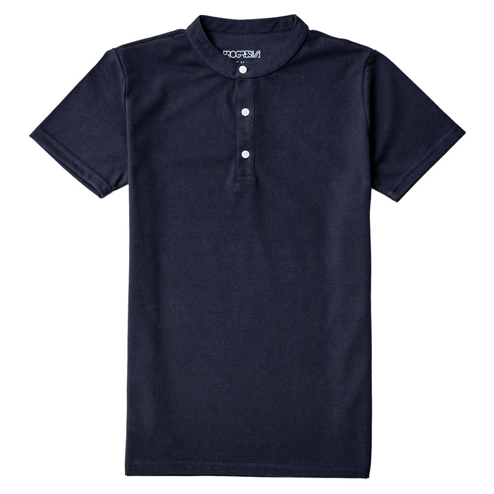 Polo cuello chino  azul