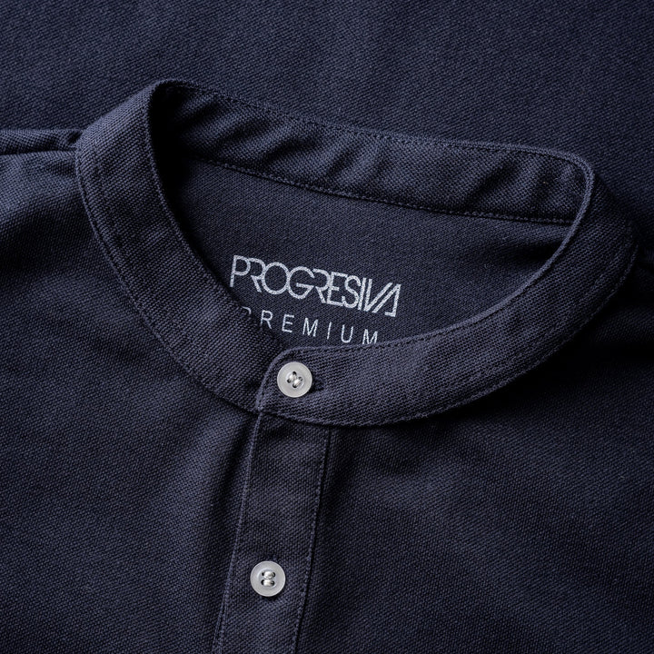 Polo cuello chino  azul