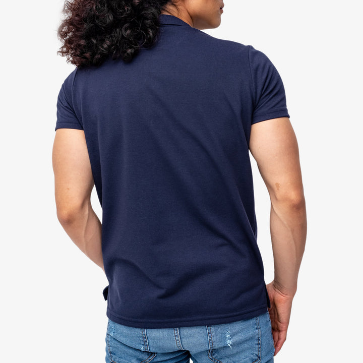 Polo cuello chino  azul