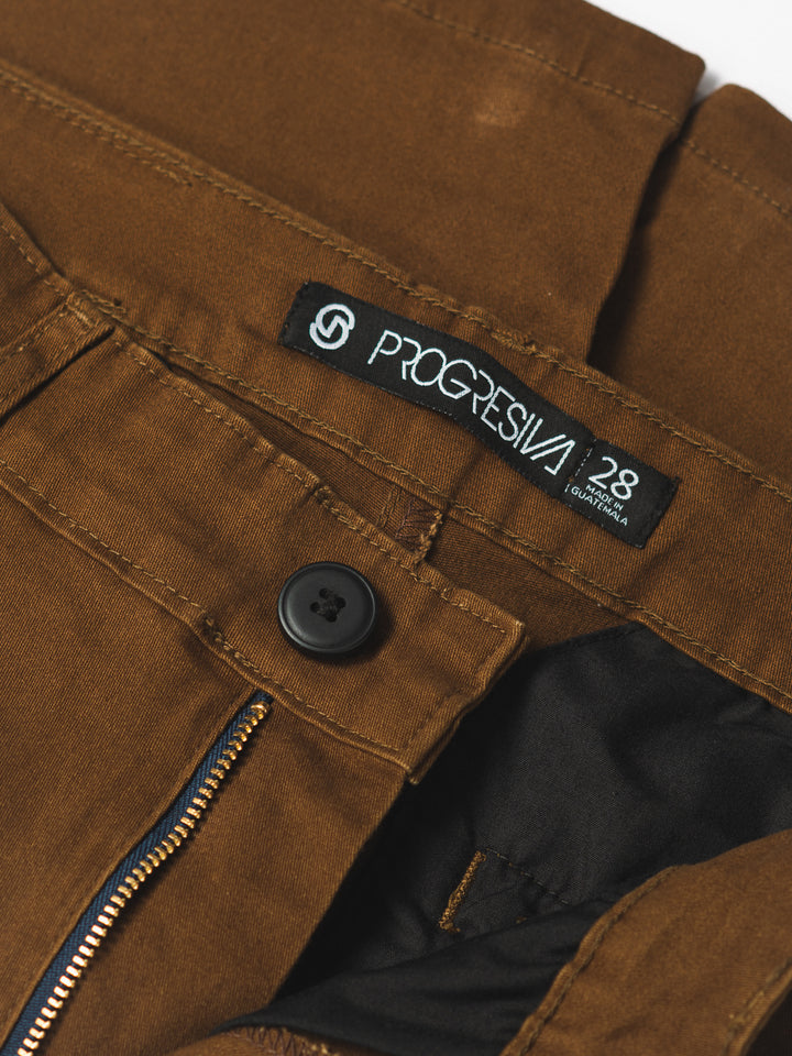 Short de gabardina - café