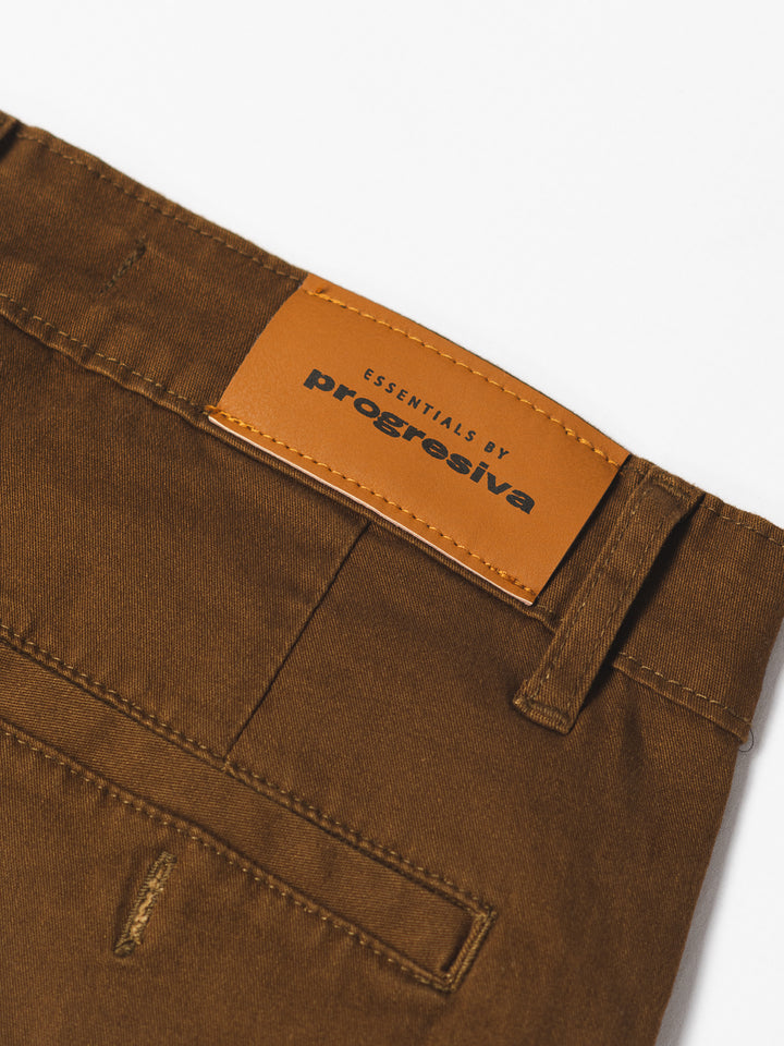 Short de gabardina - café