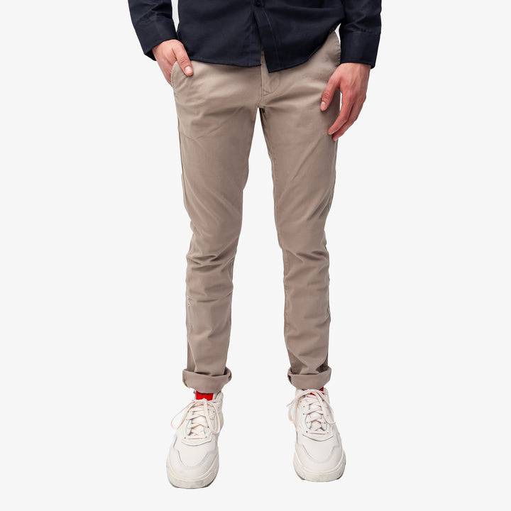 Pantalón de gabardina skinny - beige