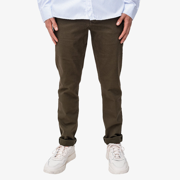 Pantalón de gabardina skinny - verde musgo