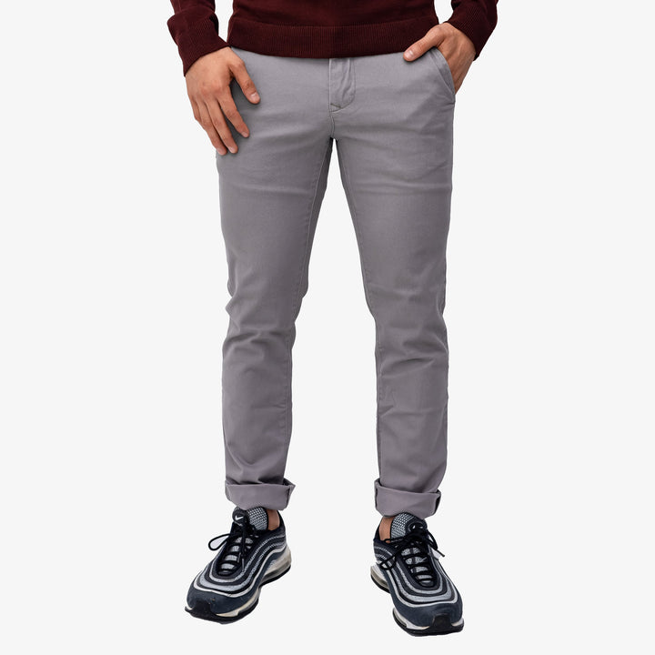 Pantalón  de gabardina skinny - gris claro