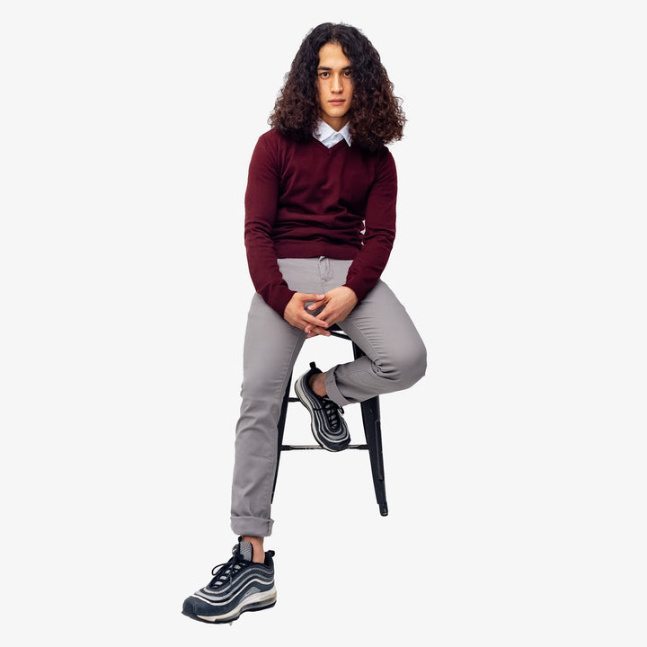 Pantalón  de gabardina skinny - gris claro