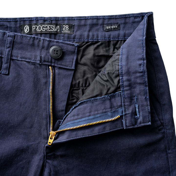 Pantalón de gabardina skinny - azul marino