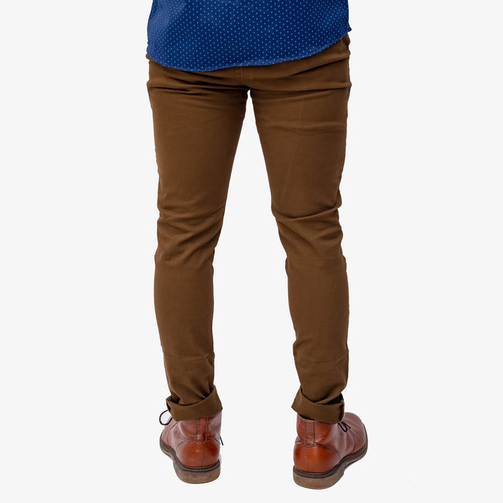 Pantalón  de gabardina skinny - café claro