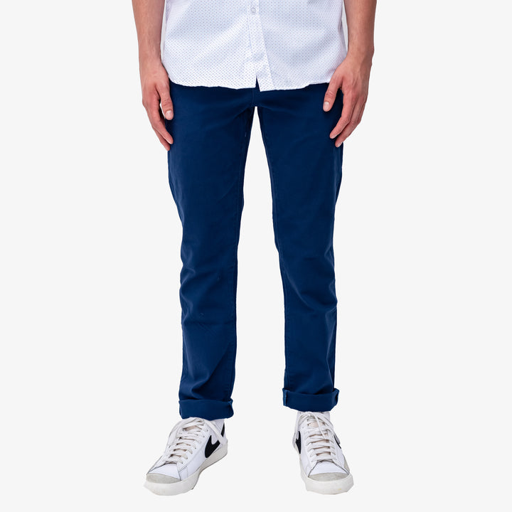 Pantalón de gabardina recto -Azul claro