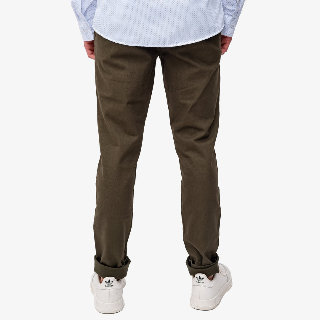 Pantalón de gabardina skinny - verde musgo