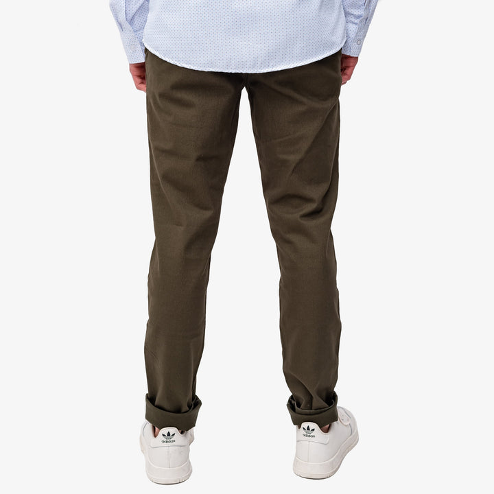 Pantalón de gabardina skinny - verde musgo