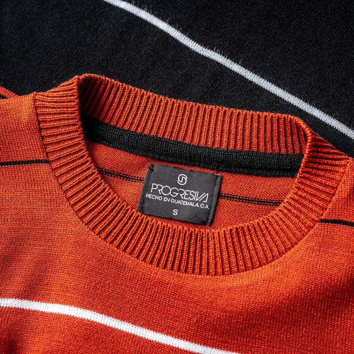 Suéter Tejido - Rayas ladrillo / negro