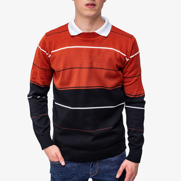 Suéter Tejido - Rayas ladrillo / negro