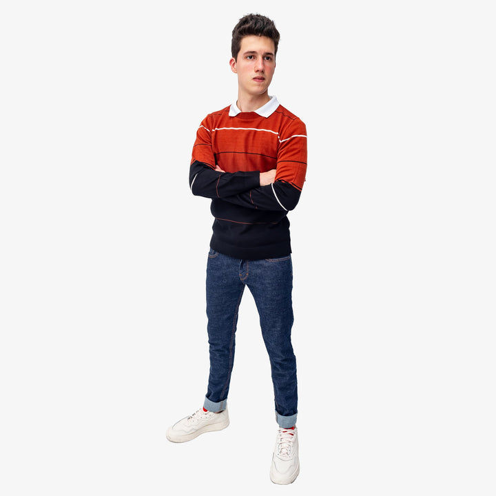 Suéter Tejido - Rayas ladrillo / negro