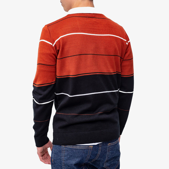 Suéter Tejido - Rayas ladrillo / negro