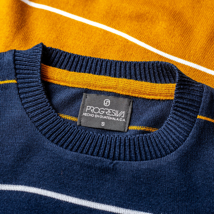 Suéter Tejido - Rayas azul / mostaza