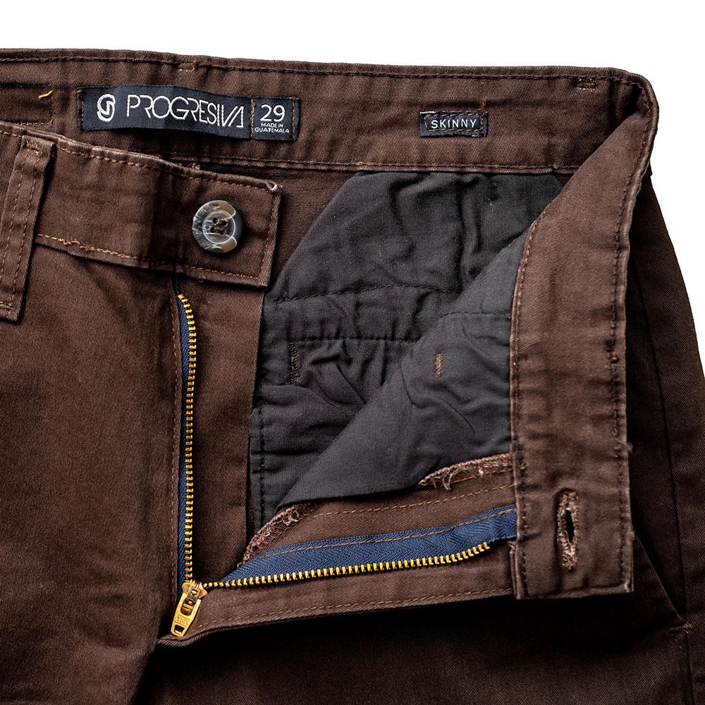 Pantalón  de gabardina skinny - café