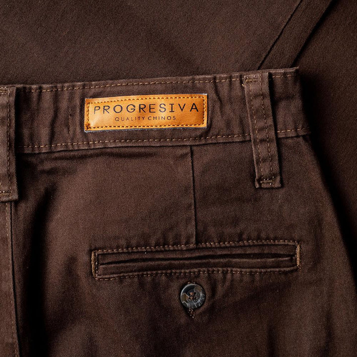 Pantalón  de gabardina skinny - café