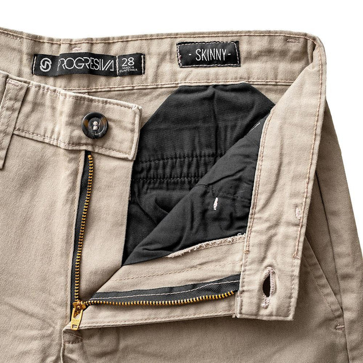 Pantalón de gabardina skinny - beige