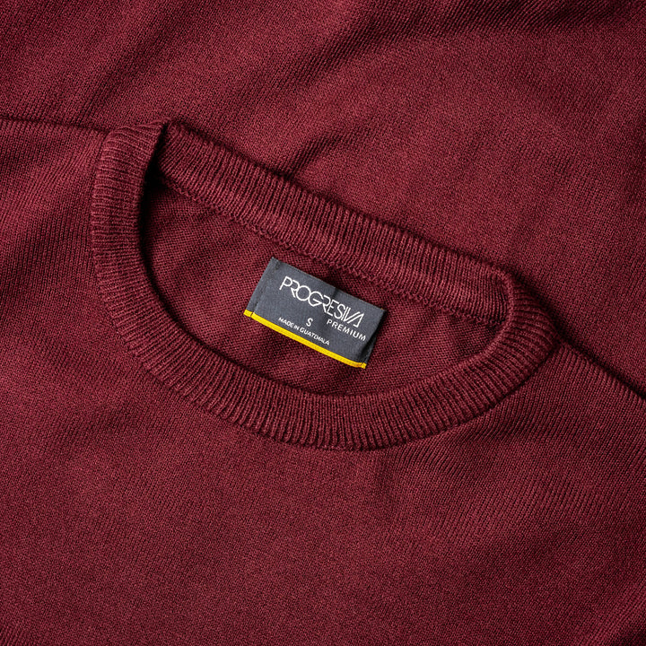 Suéter tejido - cuello redondo - corinto