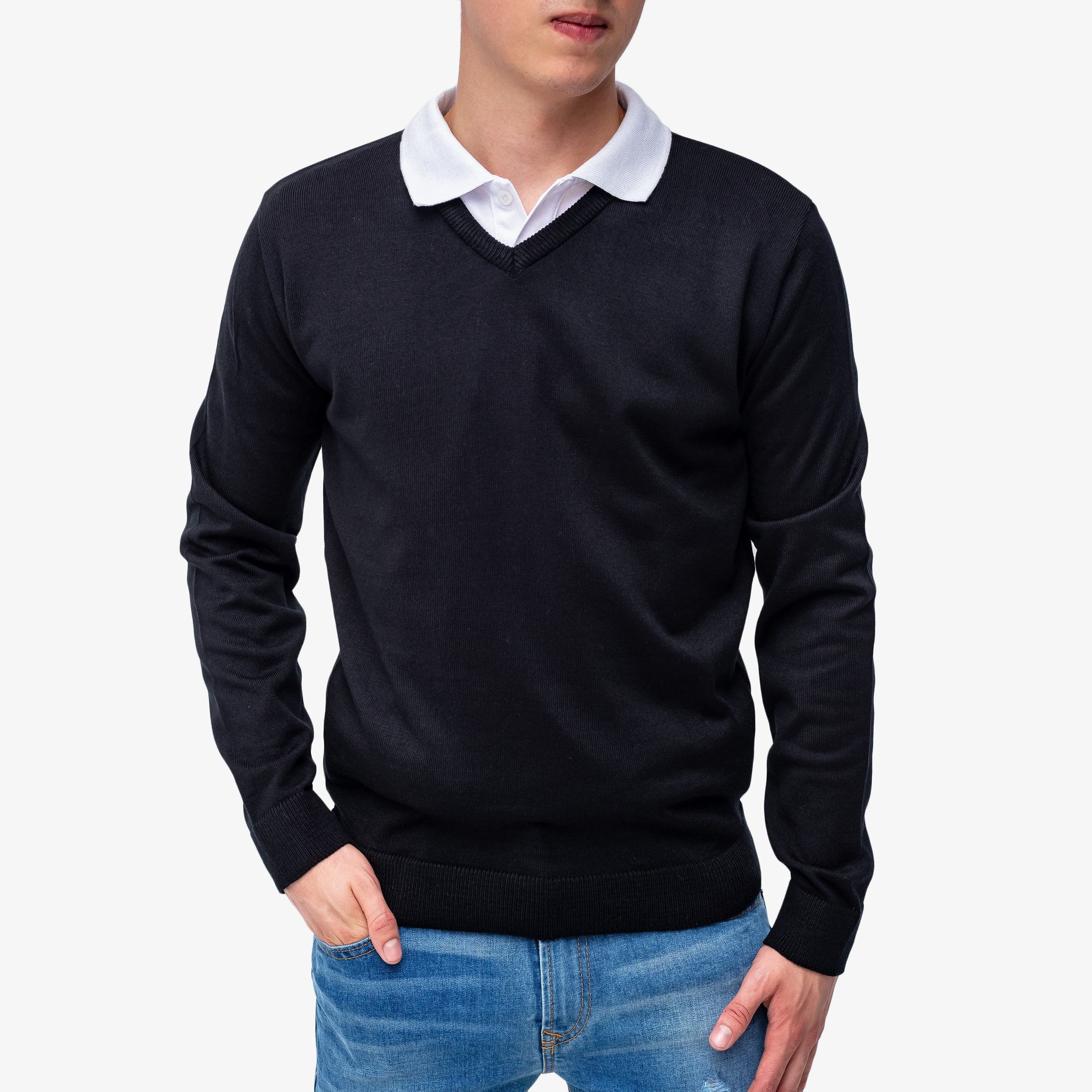 Suéter para hombres cuello v shop