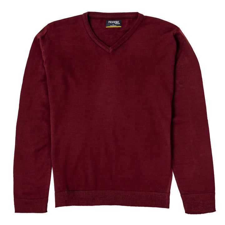 Suéter tejido - cuello V - corinto