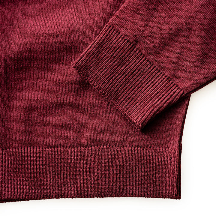 Suéter tejido - cuello V - corinto