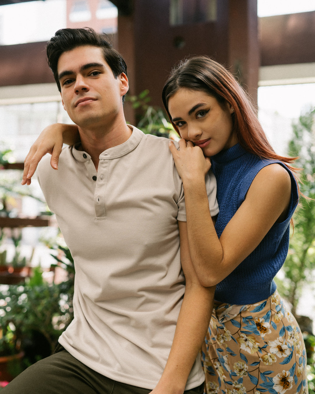 Polo cuello chino  - Beige