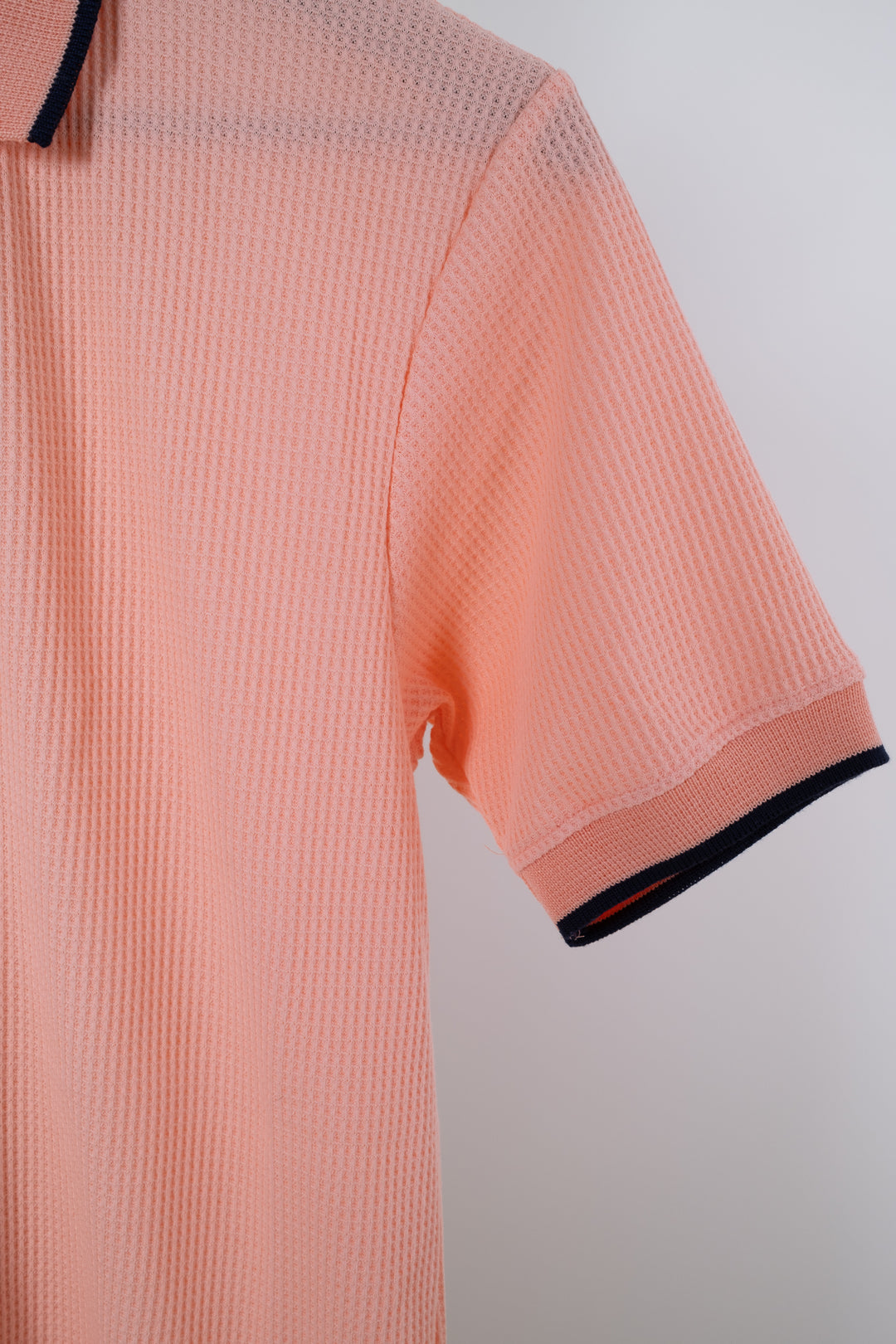 Playera Tipo Polo Tela Waffle - Salmón