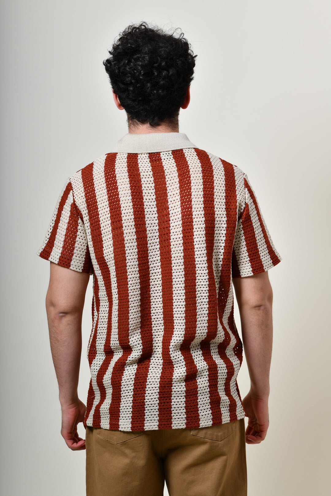 Playera Tipo Polo - Tejida ( Ladrillo - Gris)