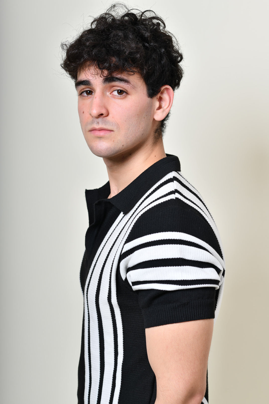 Playera Tipo Polo - Tejida ( azul marino - blanco )