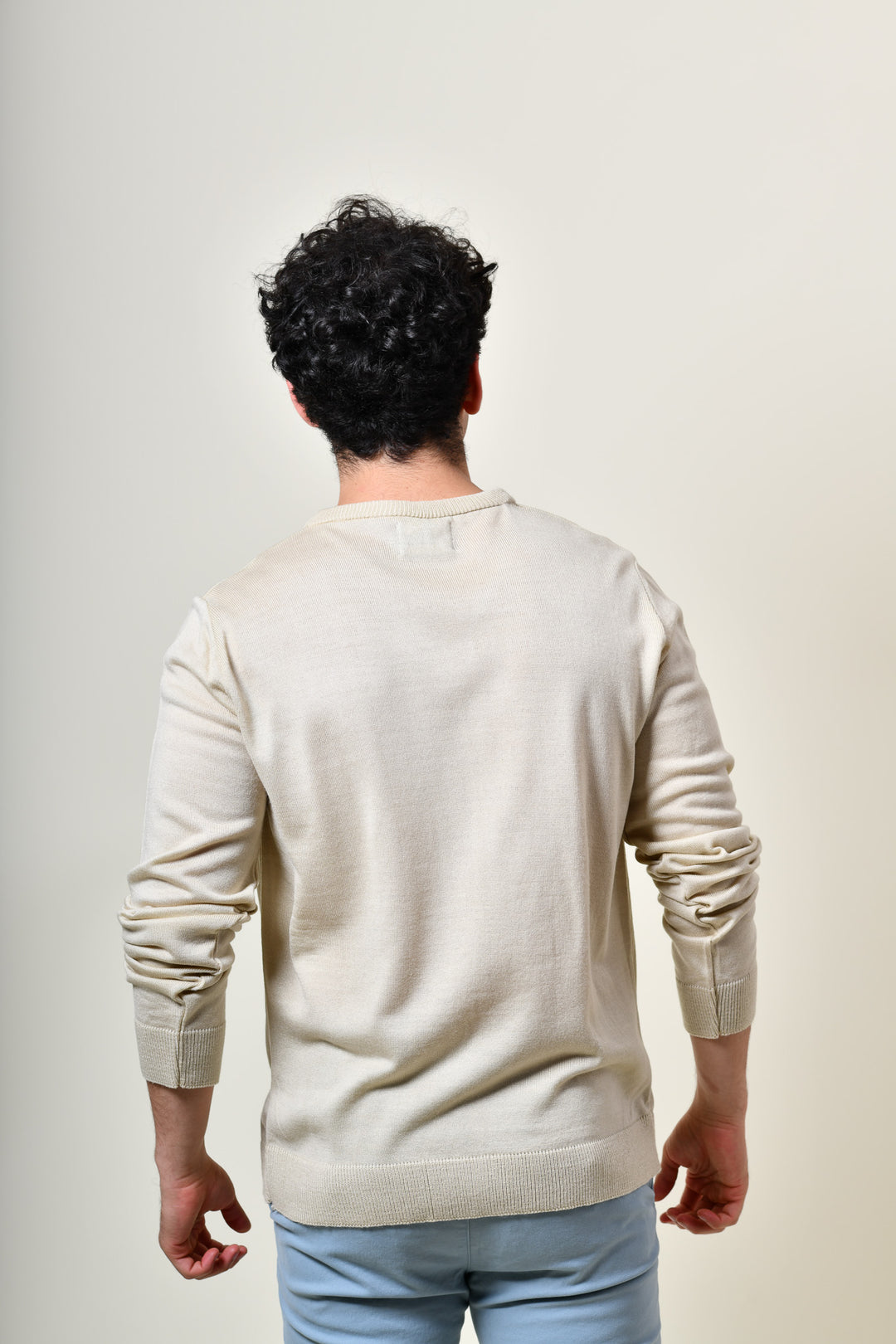 Suéter tejido - cuello V - Beige