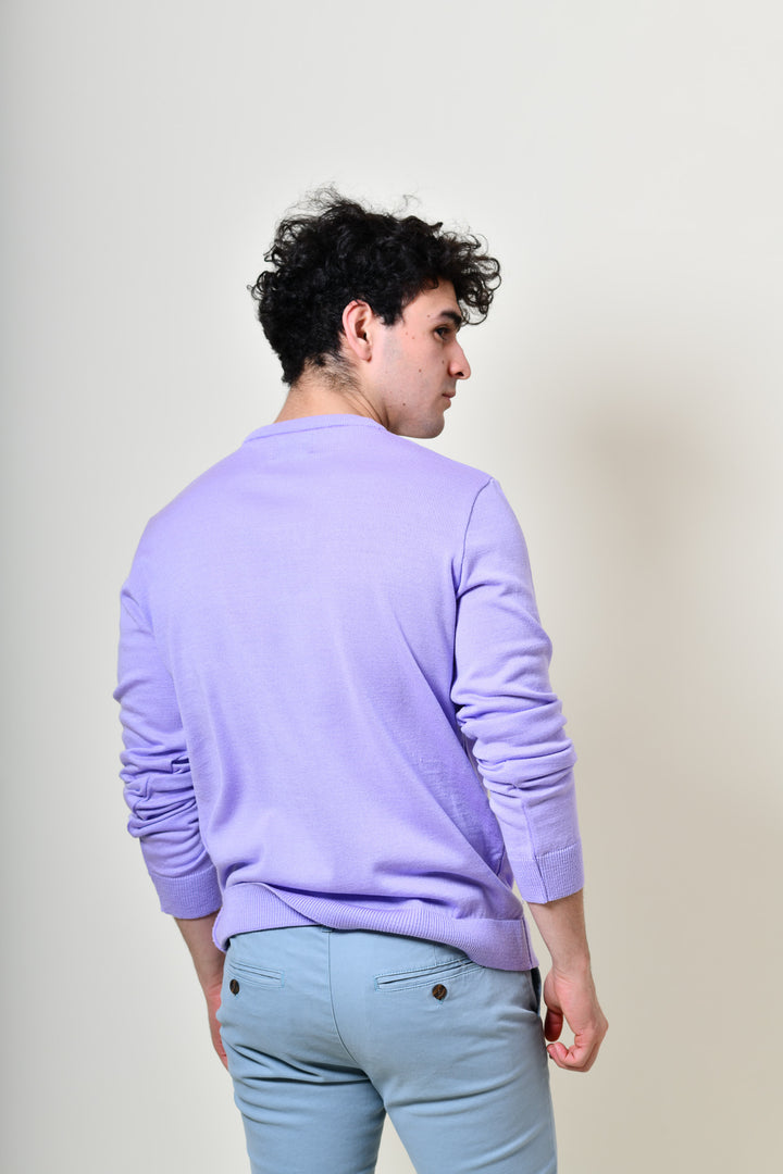 Suéter tejido - cuello V - Lila