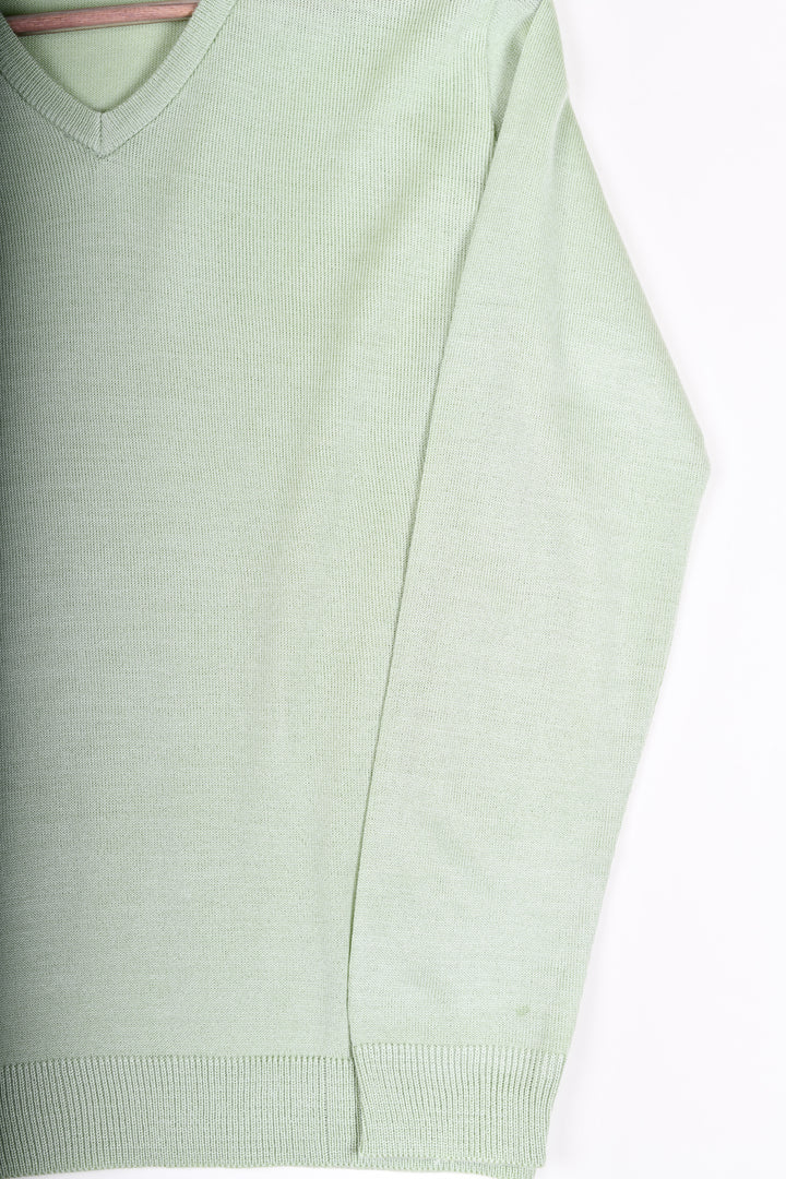 Suéter tejido - cuello V - Verde Pastel