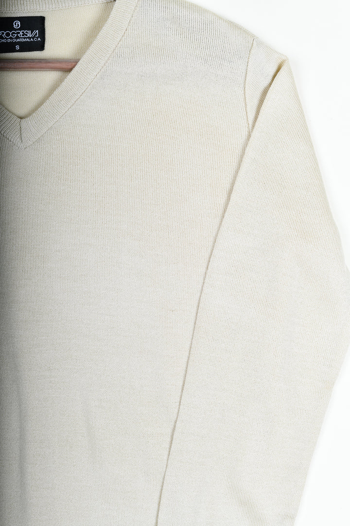 Suéter tejido - cuello V - Beige