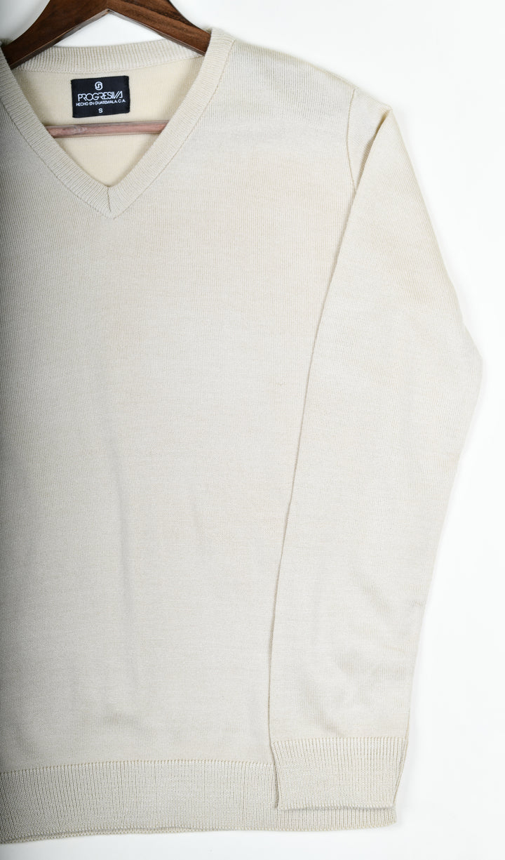 Suéter tejido - cuello V - Beige