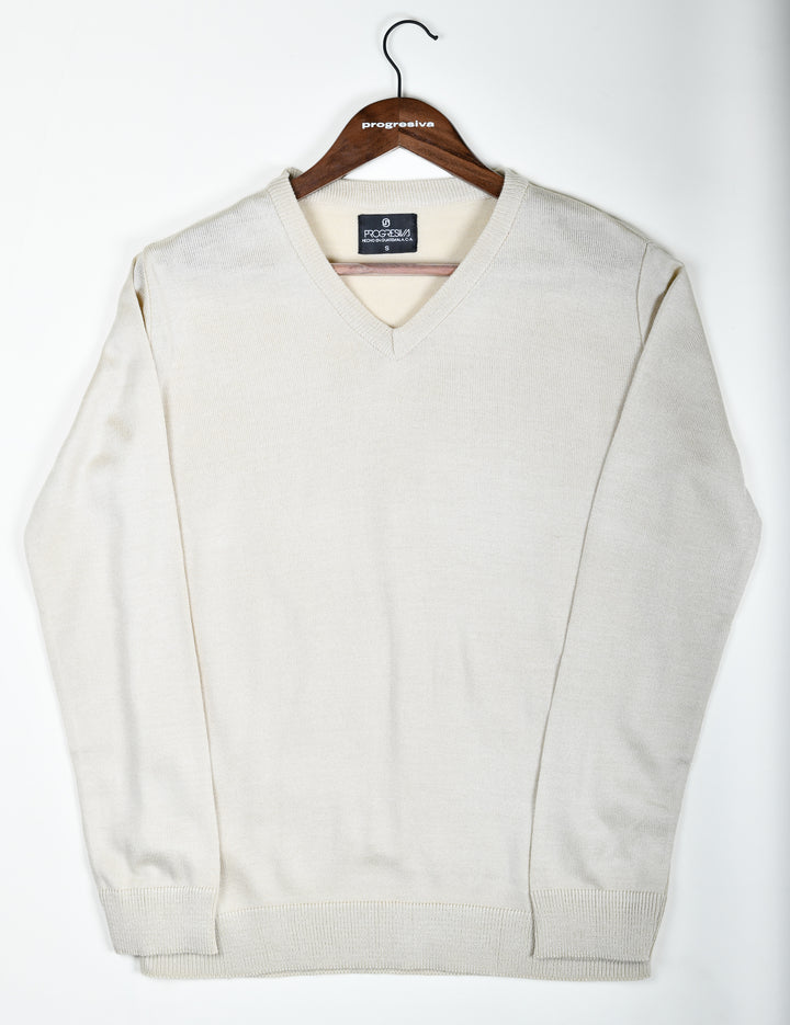 Suéter tejido - cuello V - Beige