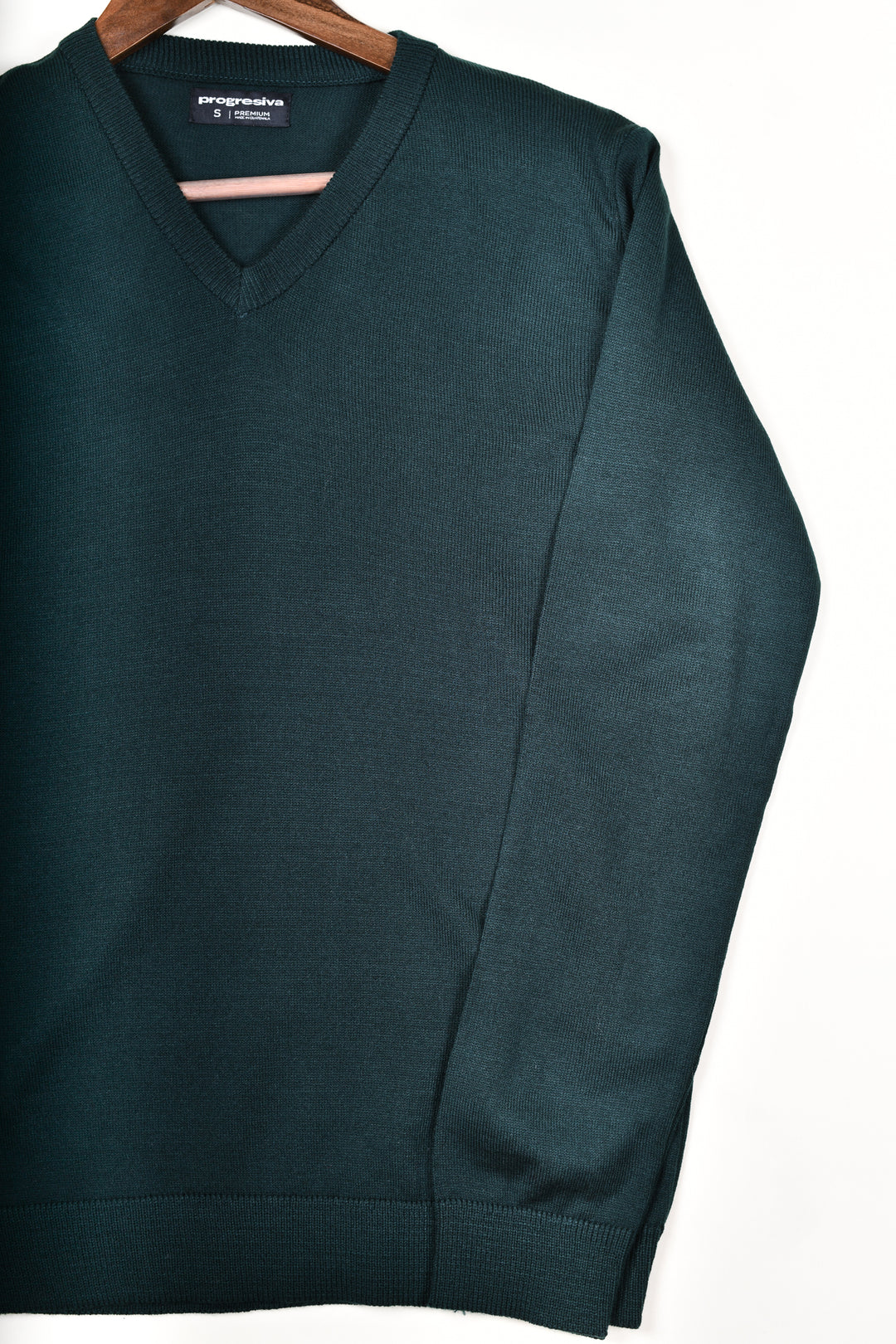 Suéter tejido - cuello V - Verde Botella