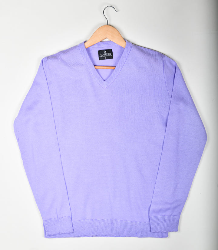 Suéter tejido - cuello V - Lila