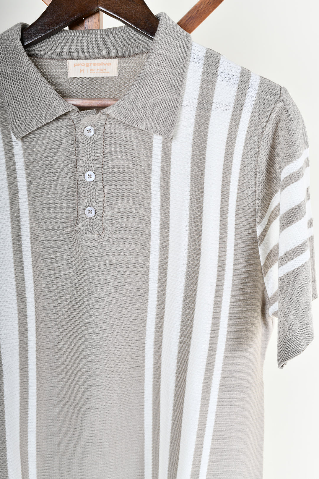 Playera Tipo Polo - Tejida ( gris - beige)