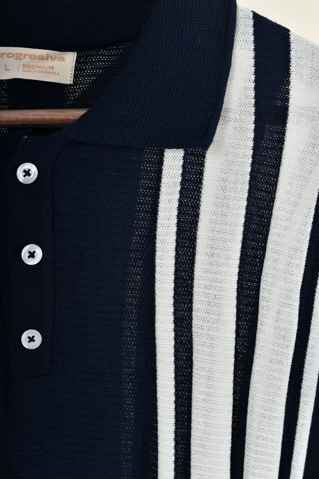 Playera Tipo Polo - Tejida ( azul marino - blanco )