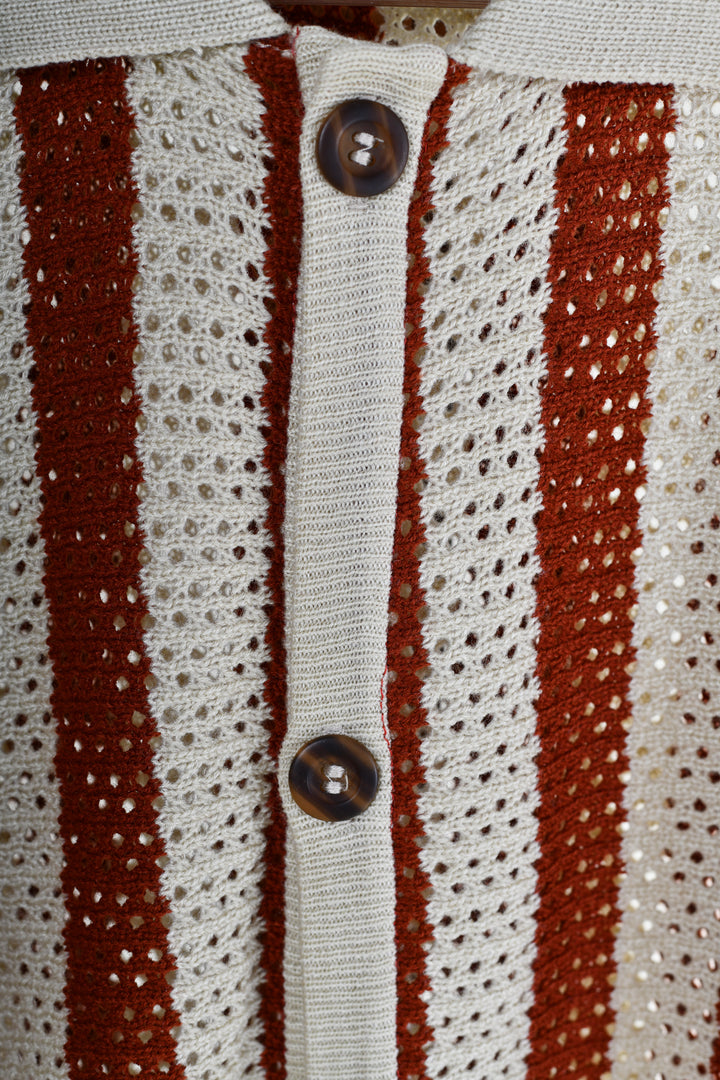 Playera Tipo Polo - Tejida ( Ladrillo - Gris)