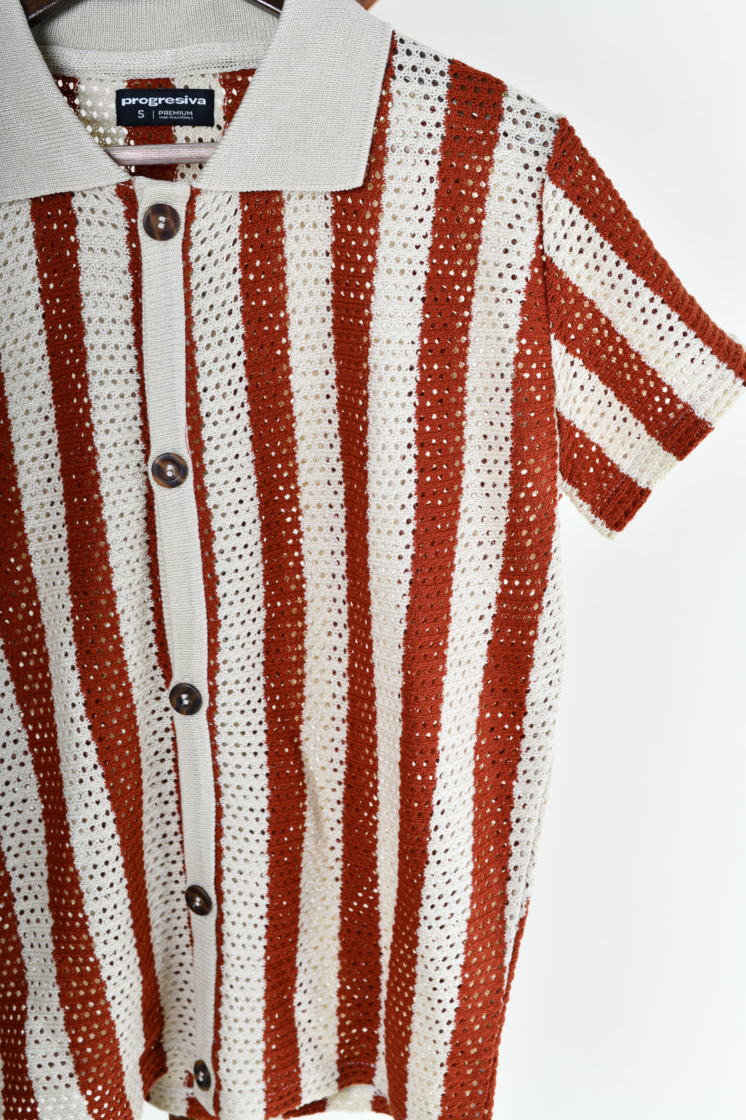 Playera Tipo Polo - Tejida ( Ladrillo - Gris)