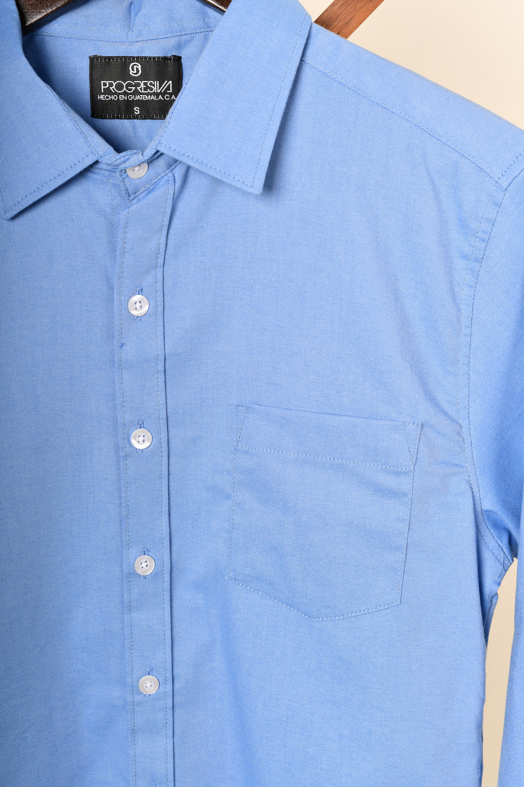 Camisa oxford manga larga cuello normal - azul claro
