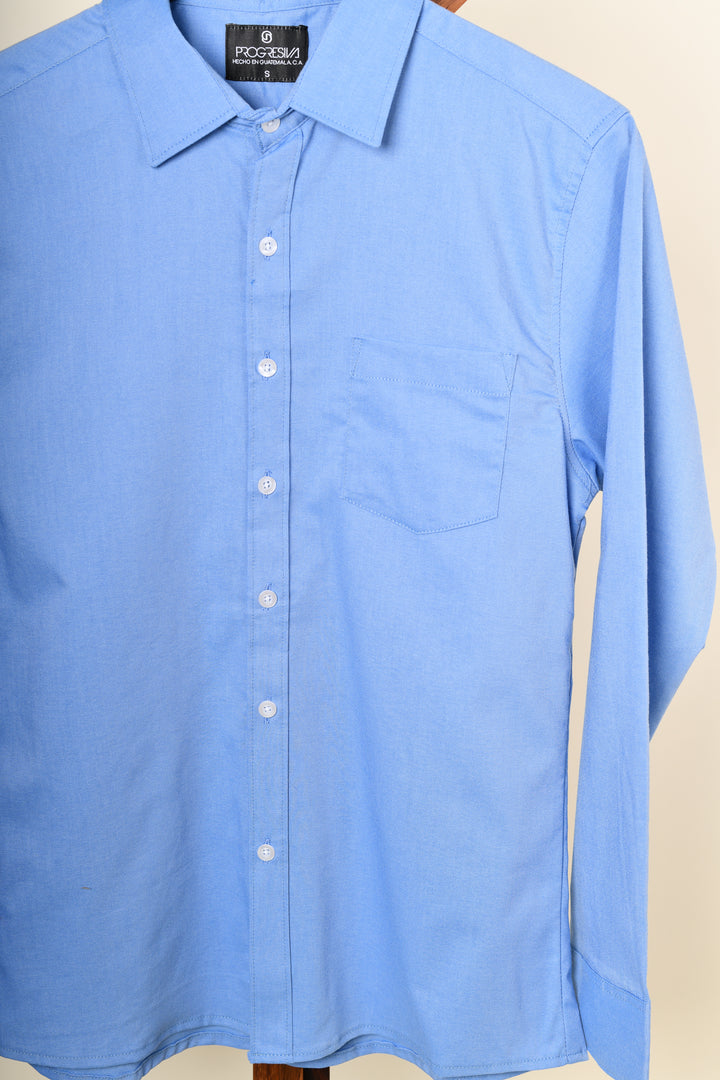 Camisa oxford manga larga cuello normal - azul claro