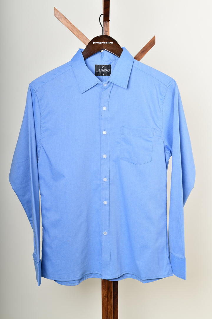 Camisa oxford manga larga cuello normal - azul claro