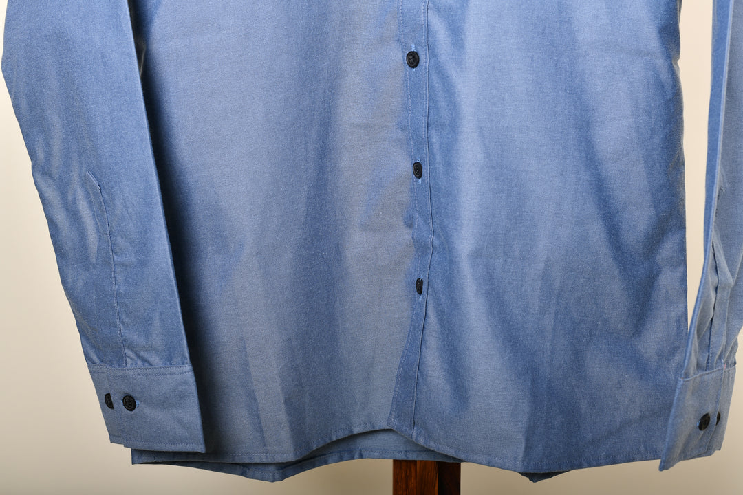 Camisa oxford manga larga cuello normal - azul oxford