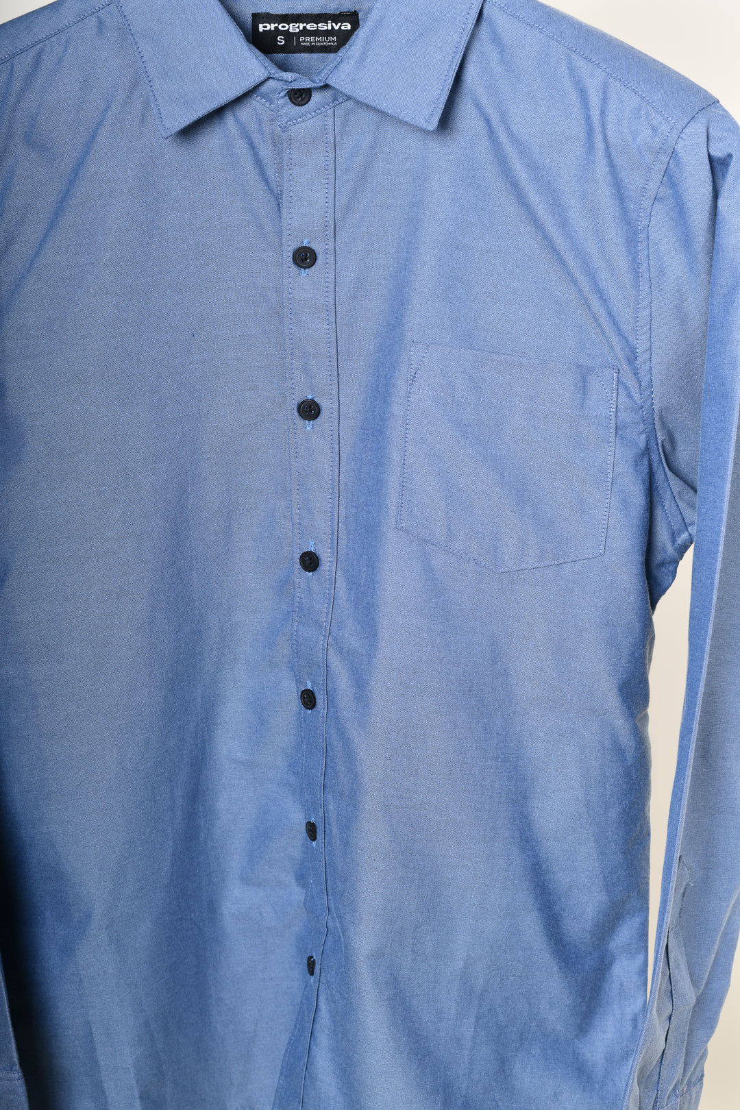 Camisa oxford manga larga cuello normal - azul oxford
