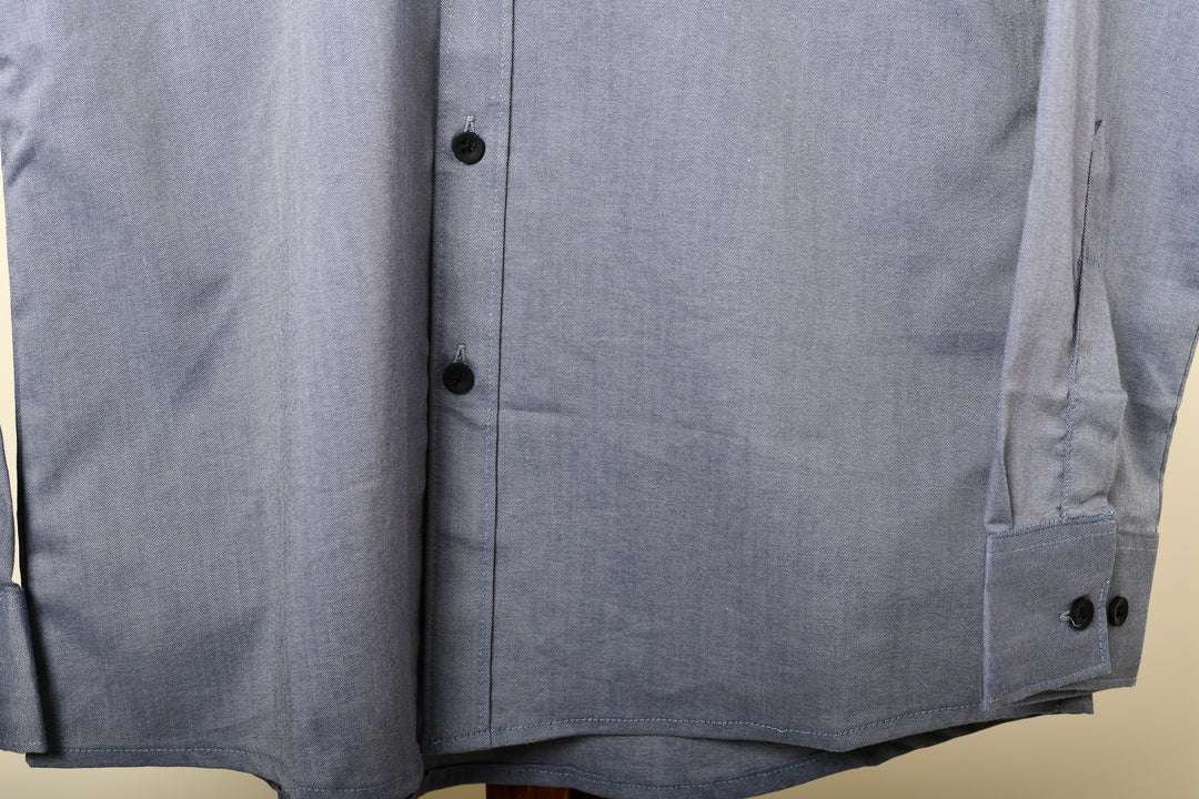 Camisa oxford manga larga cuello normal - azul grisácea