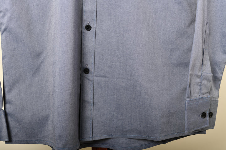 Camisa oxford manga larga cuello normal - azul grisácea